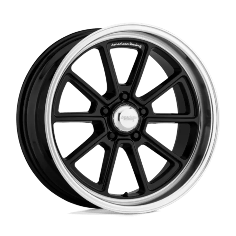 American Racing Vintage VN510 DRAFT 5X114.3 18X10 0 GLOSS BLACK W/ DIAMOND CUT LIP