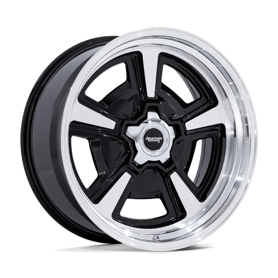 American Racing Vintage VN517 MARAUDER 5X127 18x9 +0 GLOSS BLACK MACHINED W/ DIAMOND CUT LIP