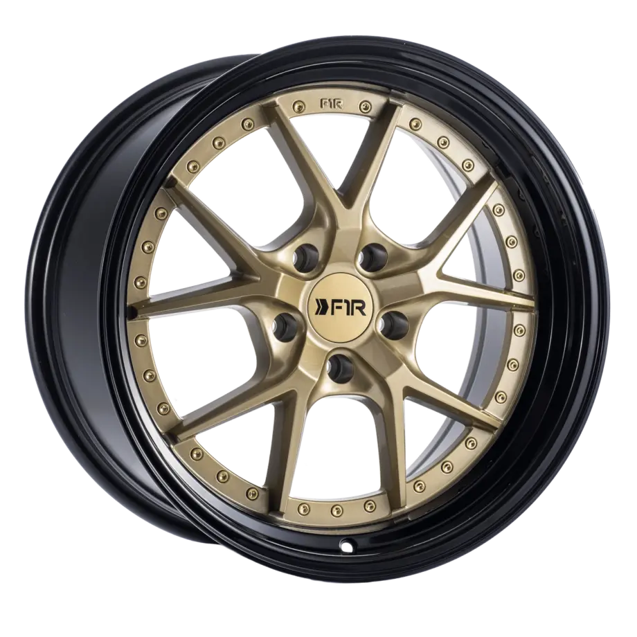 F1R F105 5X114.3 18x9.5 +25 Gold/Black Lip