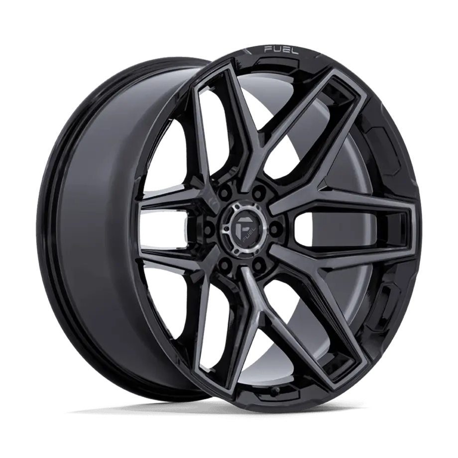 Fuel 1PC FLUX 8X165.1 20X9 +1 GLOSS BLACK BRUSHED FACE WITH GRAY TINT