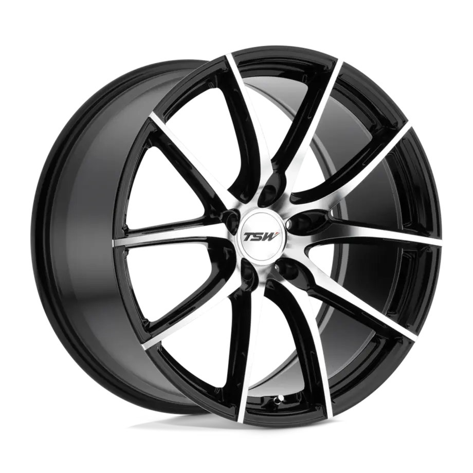 TSW SPRINT 5X114.3 18X8.5 +20 GLOSS BLACK W/ MIRROR CUT FACE