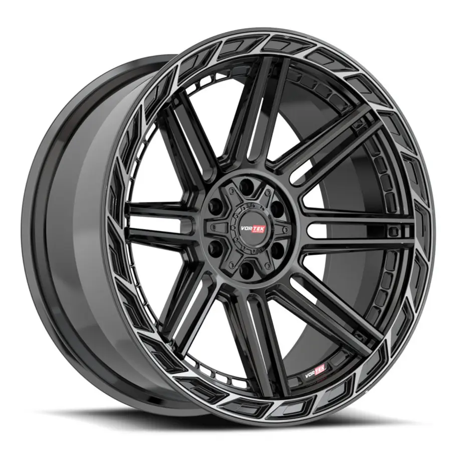 Vortek VRP-501 5x127/5x139.7 20x10 -18 Gloss Black Center & Diamond Cut Ring With Dark Tint