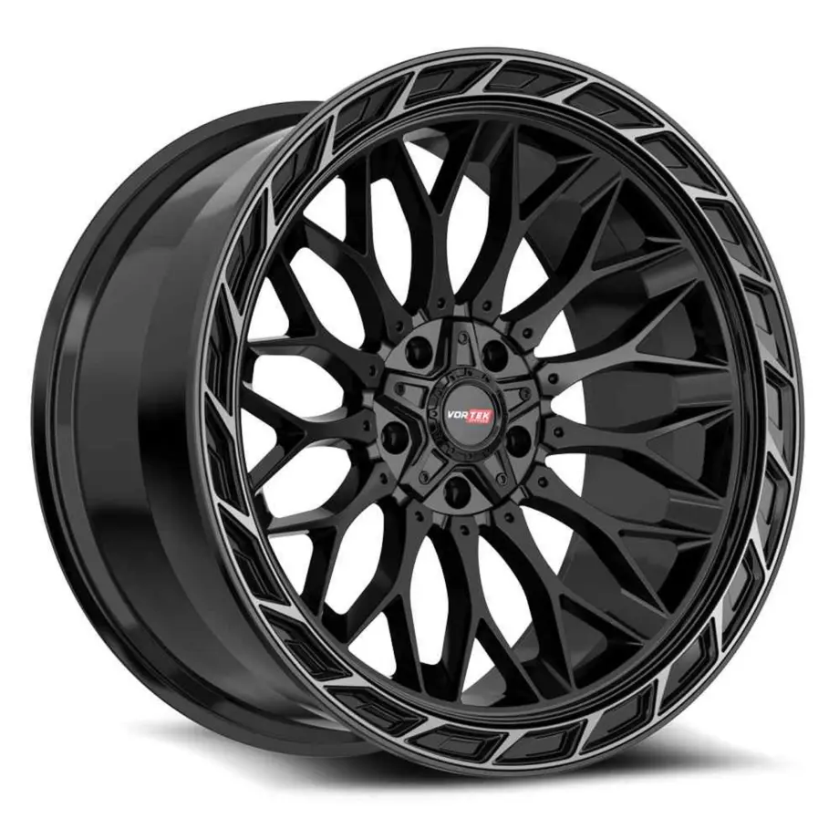 Vortek VRP-503 5x127/5x139.7 20x9 +12 Gloss Black Center & Diamond Cut Ring With Dark Tint