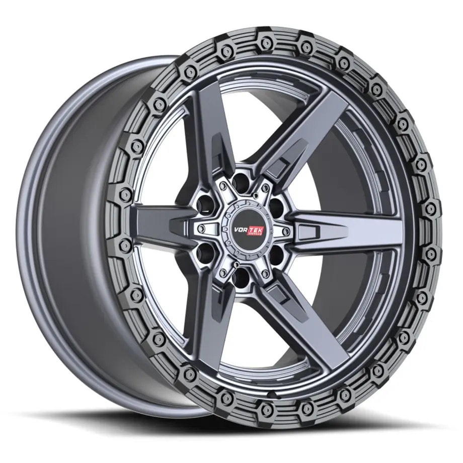 Vortek VRT-602 6x135/6x139.7 17x9 +12 Matte Titanium With Black Bead Ring