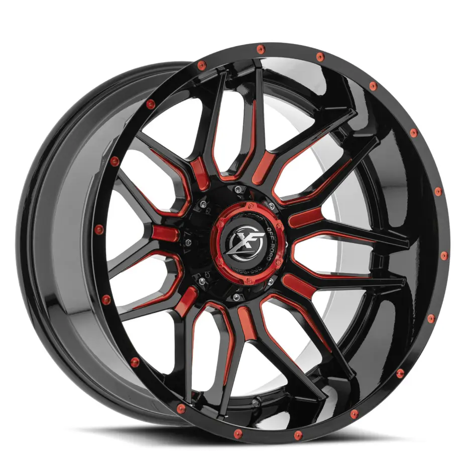 XF Off-Road XF-222 8x165.1/8x170 20x9 +0 Gloss Black & Red Milled