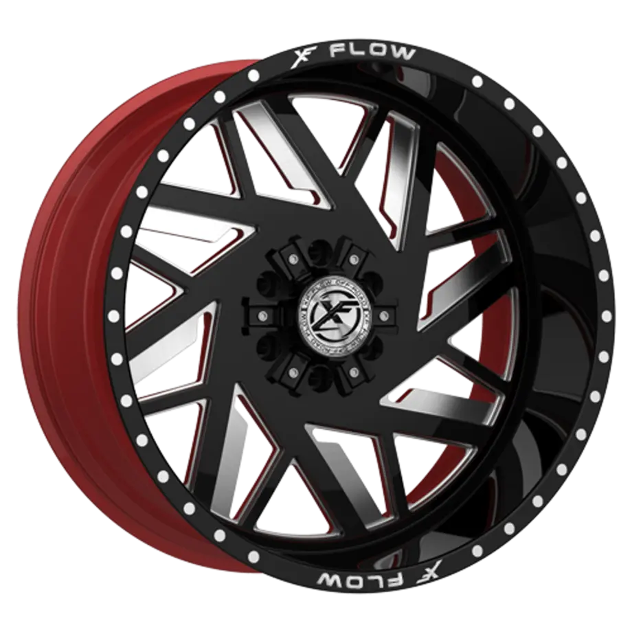 XFX Flow XFX-306 5x127/5x139.7 26x12 -44 Gloss Black & Milled With Red Inner